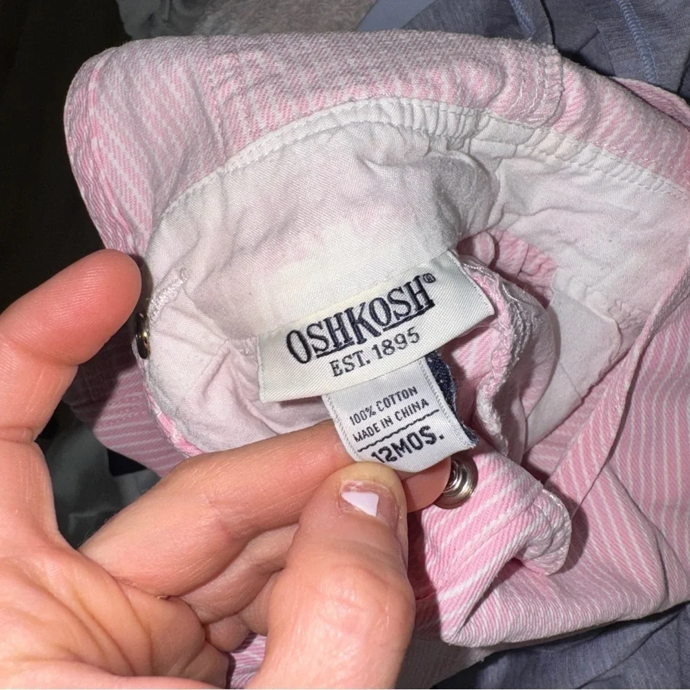 Vintage 2005 OshKosh B’Gosh overalls romper stiped shortall baby girl y2k